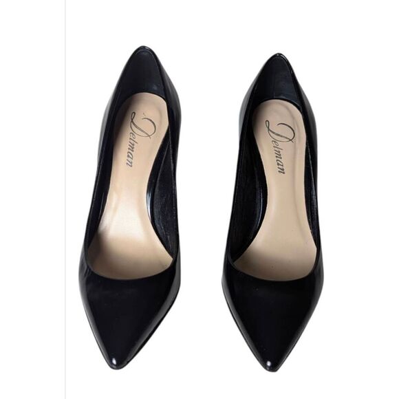 DELMAN Hazel Black Patent Leather High Heel Pumps Size 5 - Picture 5 of 6